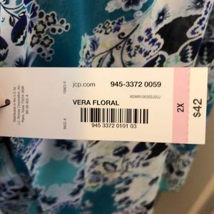 Worthington Womens V Neck 3/4 Sleeve Plus Blouse